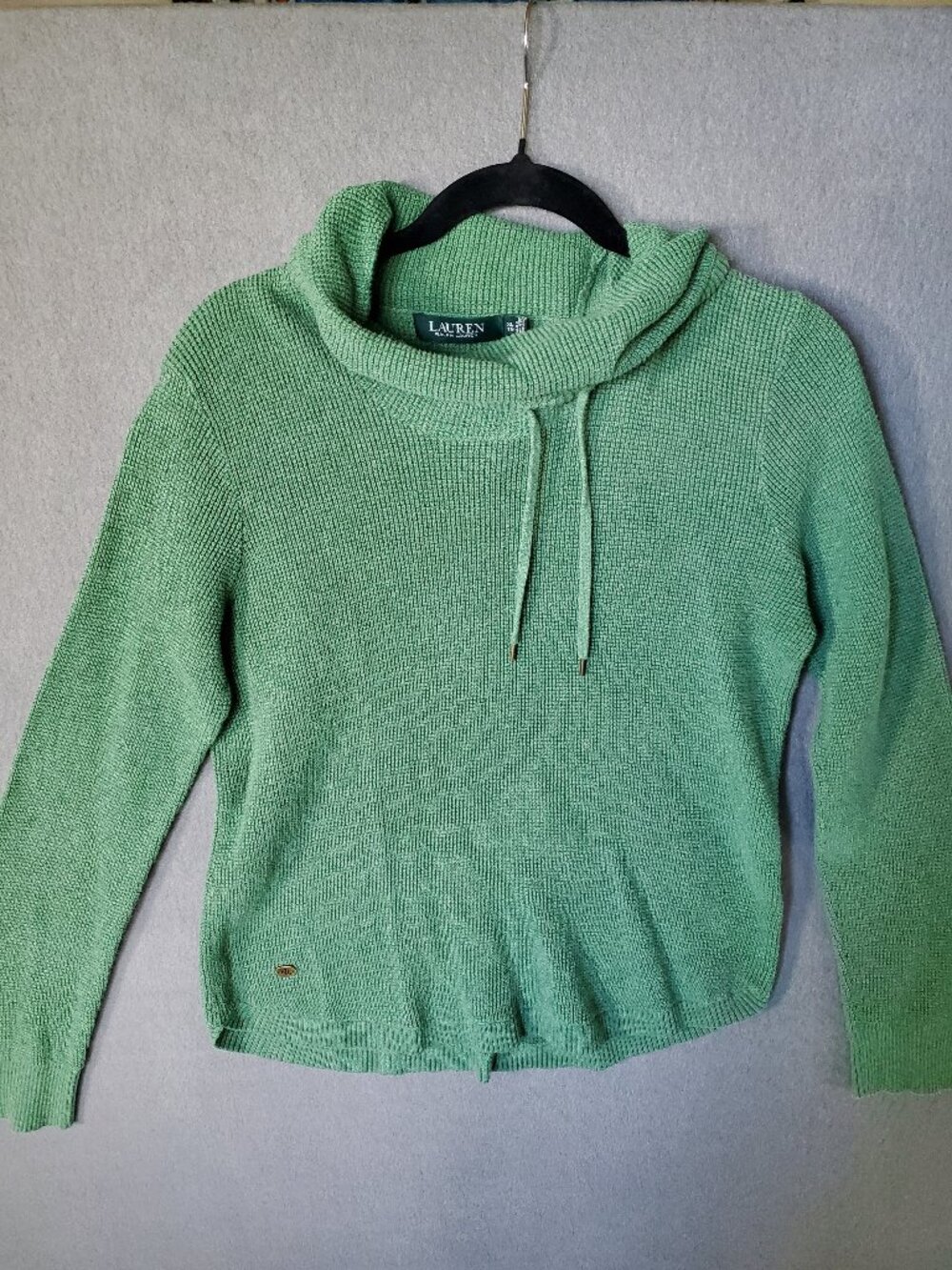Ralph Lauren green 100% cotton cowl neck sweater in XL